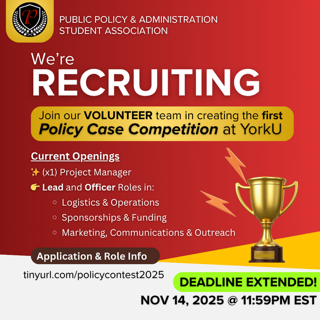 YorkU Policy Case Competition – Now Recruiting Project Team Members!